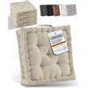 Beautissu set di 4 cuscini da pavimento in cotone con maniglia per sedia | 40x40cm materasso spesso 8cm 100% per interno ed esterno biancheria trasporto cuscino seduta Mila