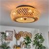 HOFSTEIN Ventilatore da soffitto Bauro, ventilatore in metallo/bambù, colore nero/naturale, con telecomando, funzione su/giù e effetto luce sul soffitto, plafoniera a 4 luci, diametro 50 cm, 4 x E27