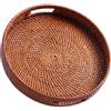 Jungle Culture Vassoio da portata in rattan 34cm - Vassoi da portata intrecciati con manici per la casa - Vassoio rotondo da tavolino - Cestino da portata in vimini per pane, frutta, candele - Marrone