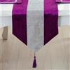 Odot Tinta Unita Runner Tavola Moderno Runner da Tavolo in Velluto, Tovaglie Runner Tavolo con Nappe, Decorativo Panno per Interni, Cucina, Feste, Decorazione (32x180cm,Viola)