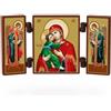 NKlaus - Madre di Dio di Vladimir - trittico di icone cristiane - piccolo altare itinerante in legno 36160