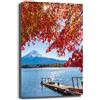 Printerland Quadri Moderni PAESAGGIO Giappone MONTAGNA Pontile Lago Quadro moderno da Parete XXL grande Stampa su tela Canvas Decorazione Murale muro Soggiorno Arredo Camera da letto Cucina (30x50 cm, 6)
