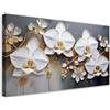 Feeby Stampe Da Parete - Quadri Soggiorno - Orchidea fiore bianco Astratto - 120x60 cm - Decorazioni Camera Da Letto