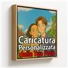 ConKrea - Caricatura dalla Tua Foto Personalizzata | 40x40cm | Stile Cartone Anime Manga Giapponese | Quadro su Tela Canvas con Cornice Rovere | Idea Regalo Divertente per Famiglie e Coppie