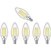 ZYUJIA Lampadine a Candela LED E14,Lampadine a LED C35 a Vite Piccola Candelabri Non Dimmerabili Lampadina a Filamento Bianco Freddo 6500K 6W(Equivalente a 60W) 6 Confezioni