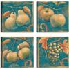LuxHomeDecor Set di 4 Quadri Frutta Elegante 30x30 cm - Pere, Mele, Ciliegie e Uva su Sfondo Verde Petrolio - Stampa su tela con telaio in legno - Decorazione Classica per Cucina, Sala da Pranzo o Ingresso