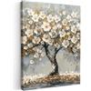 MuchoWow© Stampa Foto Quadro Moderno Quadri Moderni Soggiorno Con Cornice | 60x80 cm - Stampe Da Parete Camera Da Letto Matrimoniale Decorazione CanvasAlbero - Fiori - Bianco - Arte - Astratti
