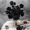 dellyy 10 Pezzi Nere Rosa Fiori Artificiali, Stelo Realistico,Halloween Fiore Artificiale, Rose Fiori Artificiali, Halloween Nere Rosa Finte, Gotico Rose Finte per Feste, Case, Matrimoni，BK