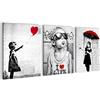 Novart Quadros Set Collage Di Banksy - Appendi subito La Tua Foto - Decorazione Elegante - Ufficio Soggiorno N003135a