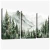 HALFLEMART 3 Pcs Acquerello catena montuosa Stampa su tela Con Cornice Albero verde della foresta Pittura Quadri su tela Quadri Moderni Camera da Letto Soggiorno Decorazioni Murale 150x70cm(20x28x3pcs)