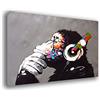 Printerland Quadro Moderno BANKSY Dj Monkey Quadri moderni da Parete grande XXL Stampa su tela Canvas Decorazione muro Murale pittori arte Soggiorno Arredo Camera da letto Cucina (Banksy, 70x100 centimetri)