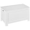 HOMCOM Panca Contenitore Multiuso, 2 Maniglie, 81x40x46cm, Bianco | in Legno MDF, Apertura con Blocco di Sicurezza, Cassone per Giocattoli