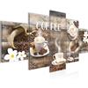Runa Art Murali Da Parete Cucina Di Caffè 5 Pezzi Quadro Tela Non Tessuta Decorazione Soggiorno Motivo Della Cucina Brown Beige 027152b