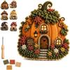 Generic Whimsical Village 3D Fabric Poke Art Kit,Floral Mushroom Cottage Craft Set (#E)