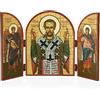 NKlaus Icona San Giovanni Crisostomo Trittico in legno 25x16cm Cristiano 13883