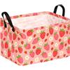 CQHK Cesta Giochi Rosa con Motivo Fragole, Cesto Portagiochi Pieghevole in Tessuto con Manici, Portaoggetti Cameretta, Bagno, Armadio, Nursery, Cambio Bebè e Casa Ordinata, Uso Quotidiano, 35 x 25 x 25 cm