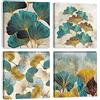 Artscope Stampe e Quadri su Tela 4 pz. Foglie di Ginkgo Biloba Immagine Fotografia Murale Tela Wall Art Bel Regalo per Home Decor Ristorante Cucina Regalo di Anniversario Compleanno 30x30CM