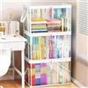 Generic 3 scatole portaoggetti trasparenti grandi, con coperchio a libro a 180°, resistente, salvaspazio, organizer per libri/vestiti/documenti (bianco)