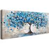 HALFLEMART Stampa su tela Con Cornice Albero Astratto Pittura Albero Blu Argento Quadri su tela Estetica Neutra Quadri Moderni Quadretti da Parete Stampa da Parete Soggiorno Camera da Letto 50x120cm