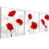 Runa Art - Quadri Fiori Papavero 120 x 40 cm Murale Tela Non Tessuta Rosso Grigio Multipanello Moderni Decorazione 028233a