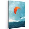 MuchoWow© Quadri Camera Da Letto Stampe Da Parete Quadro Su Tela Moderni | 40x60 cm - Decorazioni Murali Soggiorno Foto Quadretti Ingresso Casa Muro Kitesurfer - Arancione - Mare - Cielo