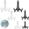 Krilucly Supporto piatto decorativo, 12 pezzi in plastica pieghevole da 4/6/8 pollici, porta piatto, supporto per foto, supporto per foto per matrimonio Expo ufficio, nero bianco