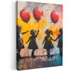 MuchoWow© Stampa su Tela Quadri da Salotto Moderni Soggiorno Canvas per | 50x70 cm - bagno Foto Decorazioni Parete Graffiti - Bambini - Street art - Palloncino - Banksy