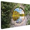 MuchoWow© Quadri su Tela Foto Quadro Moderno Soggiorno Canvas Decorazioni | 120x80 cm - Camera da Letto Alberi - Acqua - Vista dalla finestra