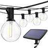 Yohencin Catena Luminosa LED Energia Solare e USB Ricaricabile，Yohencin 25FT G40 Illuminazione per Fata Impermeabile per Bianco Caldo Decorazione 4 Modalità (25 lampadine + 1 lampadina di ricambio)