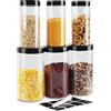 Aoligei Barattoli Cucina,Barattoli Plastica,Barattoli Plastica,3 x 1000ml Set & 3 x 500ml Set Vasetti Vaso Contenitore con Coperchio 8 Etichette Lavagna Adesive Riutilizzabili + Gessetto