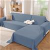 Ystyle Telo Copridivano Angolare 2 Pezzi, 200x280+200x300 CM, Blu | Copri Divano a L Antimacchia Lavabile, Gran Foulard per Divano Traspirante, Copritutto per Divano Universale Antiscivolo