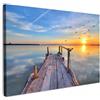 MuchoWow© Quadri su Tela Foto Quadro Moderno Soggiorno Canvas Decorazioni | 30x20 cm - Camera da Letto Acqua - Molo - Uccelli - Tramonto - Orizzonte - Campagna