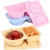 Lekeeu Scatole per Snack in Silicone a Doppio Scomparto 3 Pezzi | Contenitori per Condimenti a Doppio Scomparto Riutilizzabili Portatile Microonde e Frigorifero Adatto per la Scuola Viaggi