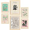 Nacnic set di 6 poster opere di Matisse. Collezione di lenzuola con disegni floreali in toni pastello per la decorazione d'interni. Formati A3 e A4. Con cornice color legno