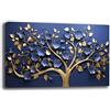Printerland Quadro Moderno soggiorno ALBERO della VITA Blu Oro Astratto Quadri moderni da Parete XXL grande Stampa su tela Canvas Decorazione Murale muro Arredo Camera da letto Salone (5, 50x100 cm)