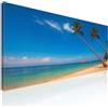 CheQuadro! Quadro marino colorato, quadro grande per soggiorno, decorazione moderna Spiagge Tropicali con palme, mare azzurro e cielo limpido stampa su tela, intelaiato pronto da appendere seal33 - 120x50 cm