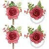 PATIKIL 4 Pezzi Set di Fiori da Polso e Boutonniere Rosa Rosa Rossa | per Uomo Donna Festa di Laurea Ballo di Fine Anno, Fascia da Polso per Fiori da Sposa Bracciale