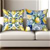 BSITSSS Set di 2 Federe Cuscini, Limone Motivo Fodere Cuscini 45x45cm, Frutta Estate Copricuscini Federa Cuscino in Lino per Sedia Divano Camera da Letto Soggiorno Arredo