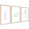 ag.art deco Set di 3 Quadri Moderni 30x40cm Senza Cornice Legno MDF Robusto | Set Linea d'Amore, Decorazione da Parete, per Soggiorno e Camera da Letto, Design Moderno, Vetro Protettivo, Soggiorno