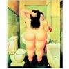 Social Crazy Stampa in Tela Canvas 100% QUALITà ITALIA - Botero - Il bagno - effetto Dipinto Idea Regalo Casa quadro cucina stanza da letto soggiorno (60x74 cm)