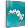 MuchoWow© Stampa Foto su Tela Quadro Moderno Soggiorno Quadretti da Parete | 50x70 cm - Decorazioni Casa Orchidea - con Fiori - Pianta - Bianco - Viola