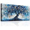 MHARTK66 Quadri Moderni Soggiorno Grandi, 50x100 cm Stampe da Parete Blu Albero Della Vita, Astratto Quadro Camera da Letto Su Tela Decorazioni Parete Bagno Cucina Ufficio Sala Da Pranzo