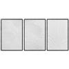 DekoArte - Quadri moderni soggiorno in rilievo 60x90 x3 cm con cornice | Trittico di quadri con cornice nera inclusa, quadro rilievo bianco gesso texture, pronto da appendere