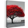 MuchoWow© Quadro Moderno Soggiorno Decorazioni Da Parete Quadri Su Tela Da | 30x40 cm - Salotto Grandi Foto Con Cornice Stampe Su Tela Camera Da LettoAlbero - Rosso - Natura - Bianco e nero - Fiori