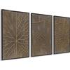 DekoArte - Quadri moderni soggiorno natura foglie 50x70 cm x3 con cornice | Set 3 quadri con cornice nera, stampa foglie botaniche in toni talpa e rame, pronti da appendere