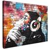 MuchoWow© Quadro Moderno Soggiorno Decorazioni Da Parete Quadri Su Tela Da | 40x30 cm - Salotto Grandi Foto Con Cornice Stampe Su Tela Camera Da LettoGraffiti - Scimmia - Street art - Musica