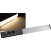 ChiliTec Lampada da sottopensile a LED Arusha, lunghezza 60 cm, alluminio e plastica, corpo nero, con USB A+C, luce bianca calda, interruttore della luce separato