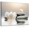 Dazzlewall Incorniciato Zen Tela Arte della Parete Bianco Lotus Flower Stampe, Pacifica Pietra Farfalla Respirare Immagine per Bagno Yoga Spa Camera da Letto Soggiorno Arredamento 12x16 pollici