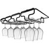 Galvanoplastica Portacalici Sottomensola [SALVASPAZIO, STRUTTURA RESISTENTE] Portabicchieri Sospeso, Ferro Cromato, per Cucina/Bar, Facile da Installare, Elegante, Resistente e Antiruggine | 4 BINARI - NERO