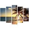 AREDE Set di 5 Stampe da Parete Quadri Moderni Decorazioni da Muro per Casa Soggiorno Camera da Letto e Cucina Alba su una spiaggia tropicale| 120 x 80 cm | Pronto da appendere